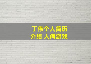 丁伟个人简历介绍 人间游戏